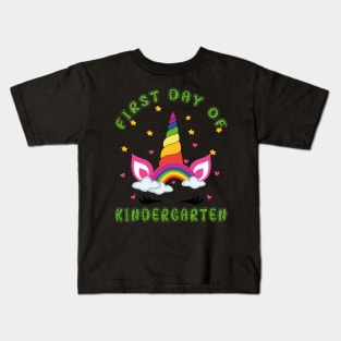 Pretty Unicorn and Rainbow | First Day of Kindergarten Kids T-Shirt